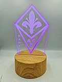 Generico Lámpara de plexiglás con diseño de escudo de Fiorentina Fútbol y nombre personalizado decoración noche luz LED...